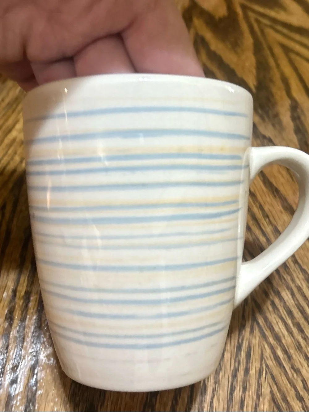 Neutral Striped Ceramic Coffee Mug - Set of 4
